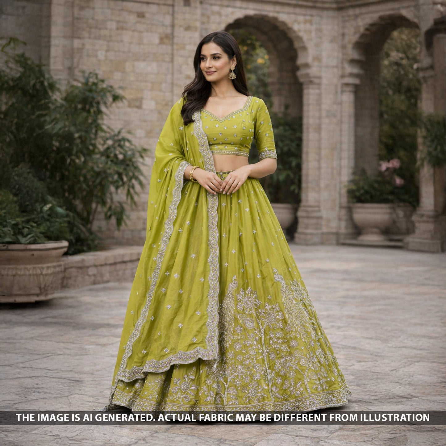 Cut Dana Zari Sequins Embroidered Shimmer Tissue Fabric - F5745