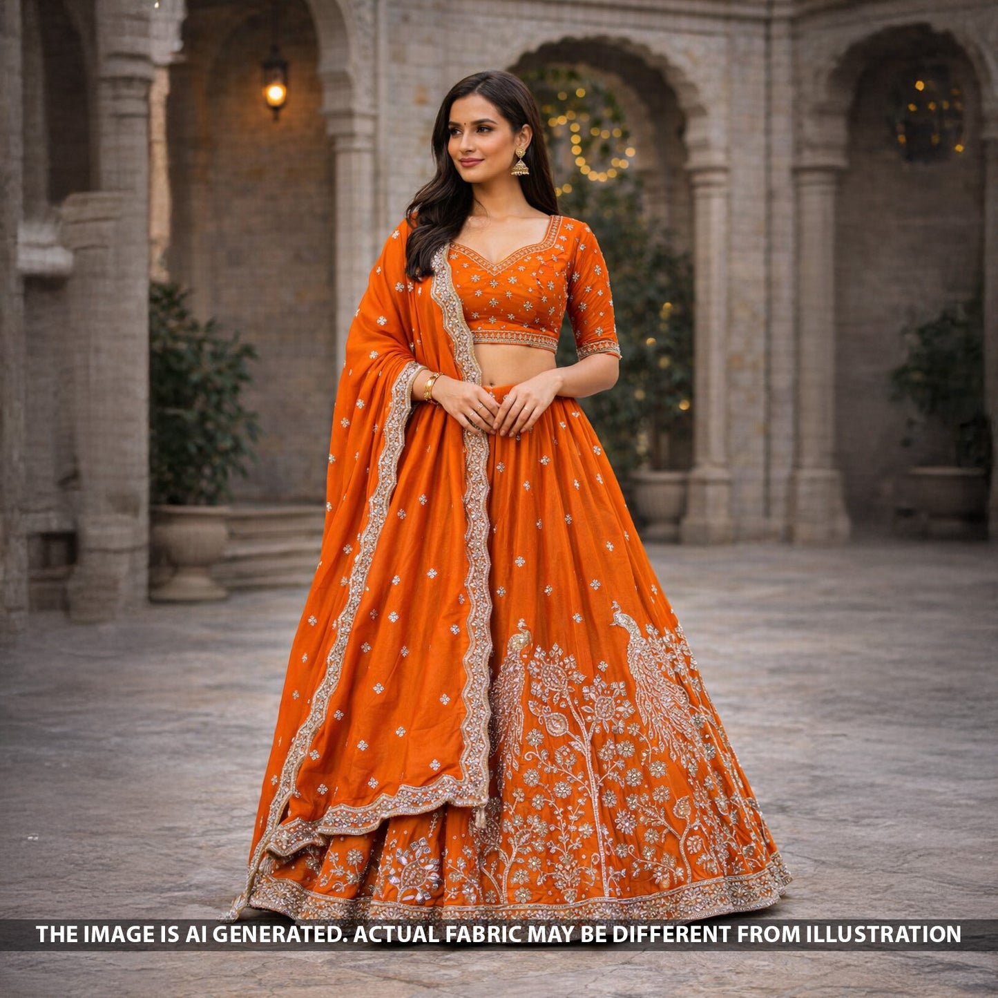 Cut Dana Zari Sequins Embroidered Shimmer Tissue Fabric - F5746