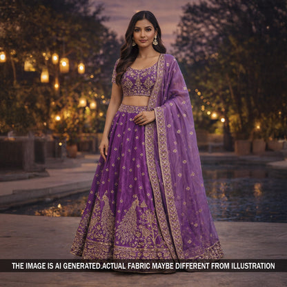 Cut Dana Zari Sequins Embroidered Shimmer Tissue Fabric - F5782