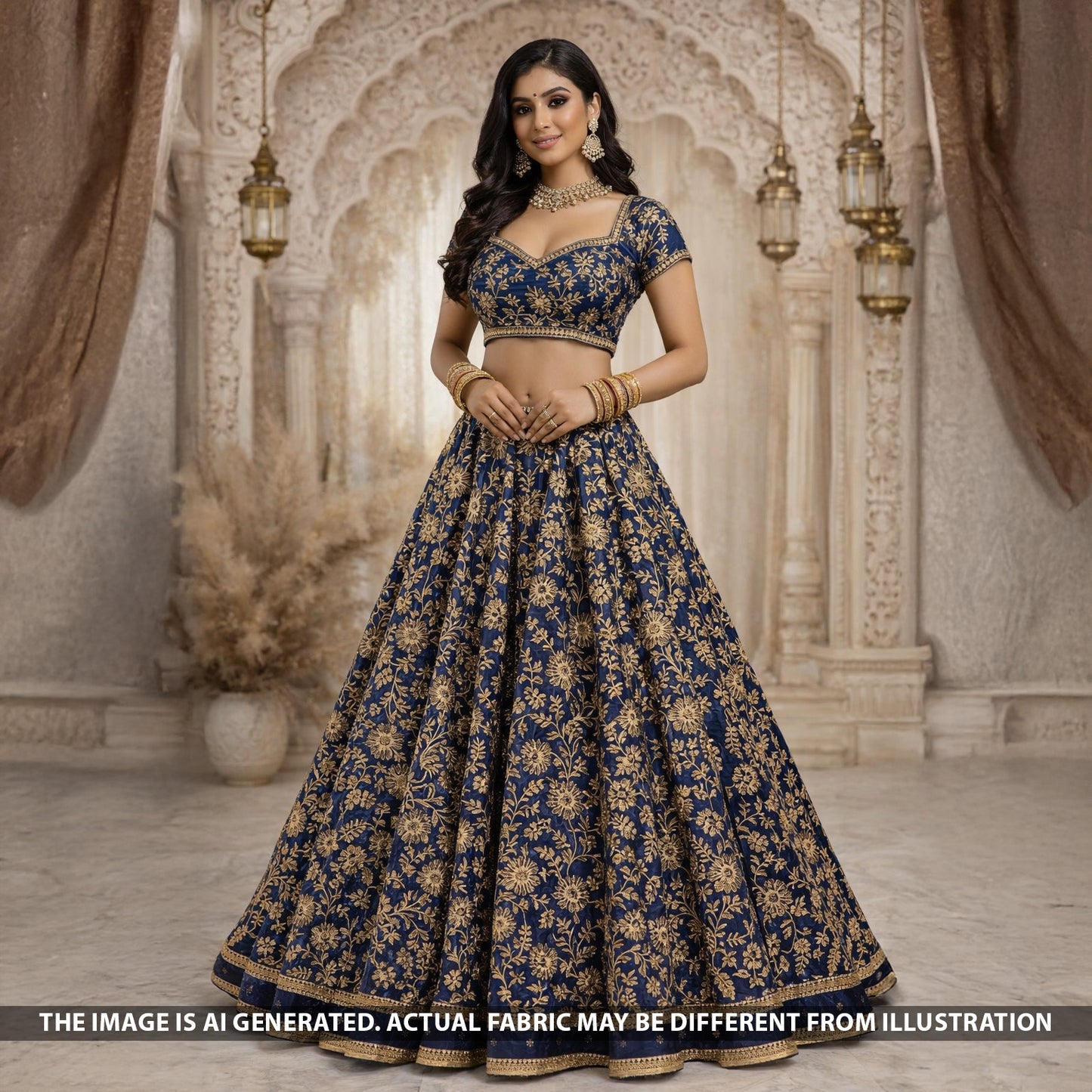 Zari Sequins Emberoidered Georgette Fabric - F5575