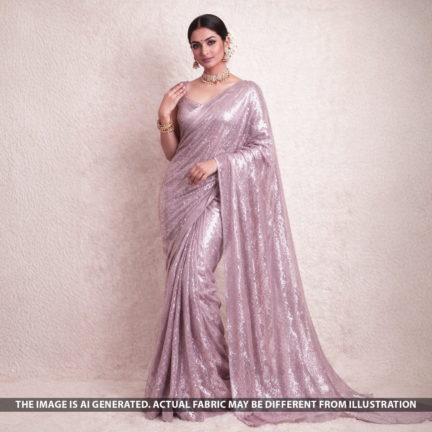 Sequins Foil Lycra Net Fabric-F5594