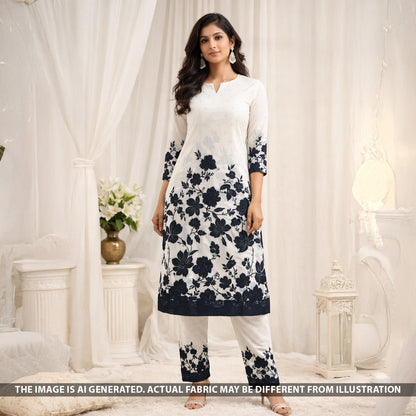 Digital Print Thread Sequins Work Crepe Fabric - F5602