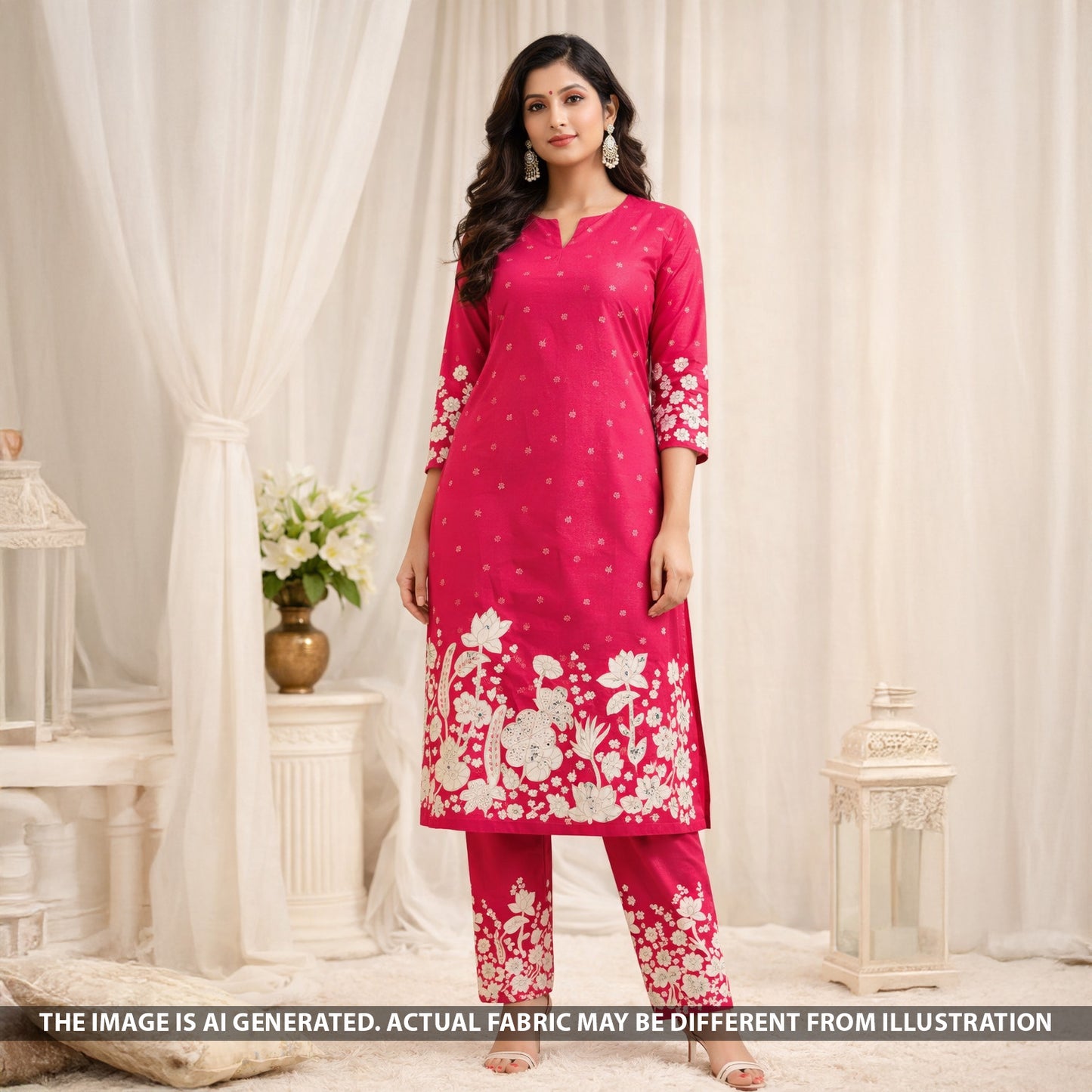Digital Print Thread Sequins Work Crepe Fabric - F5605