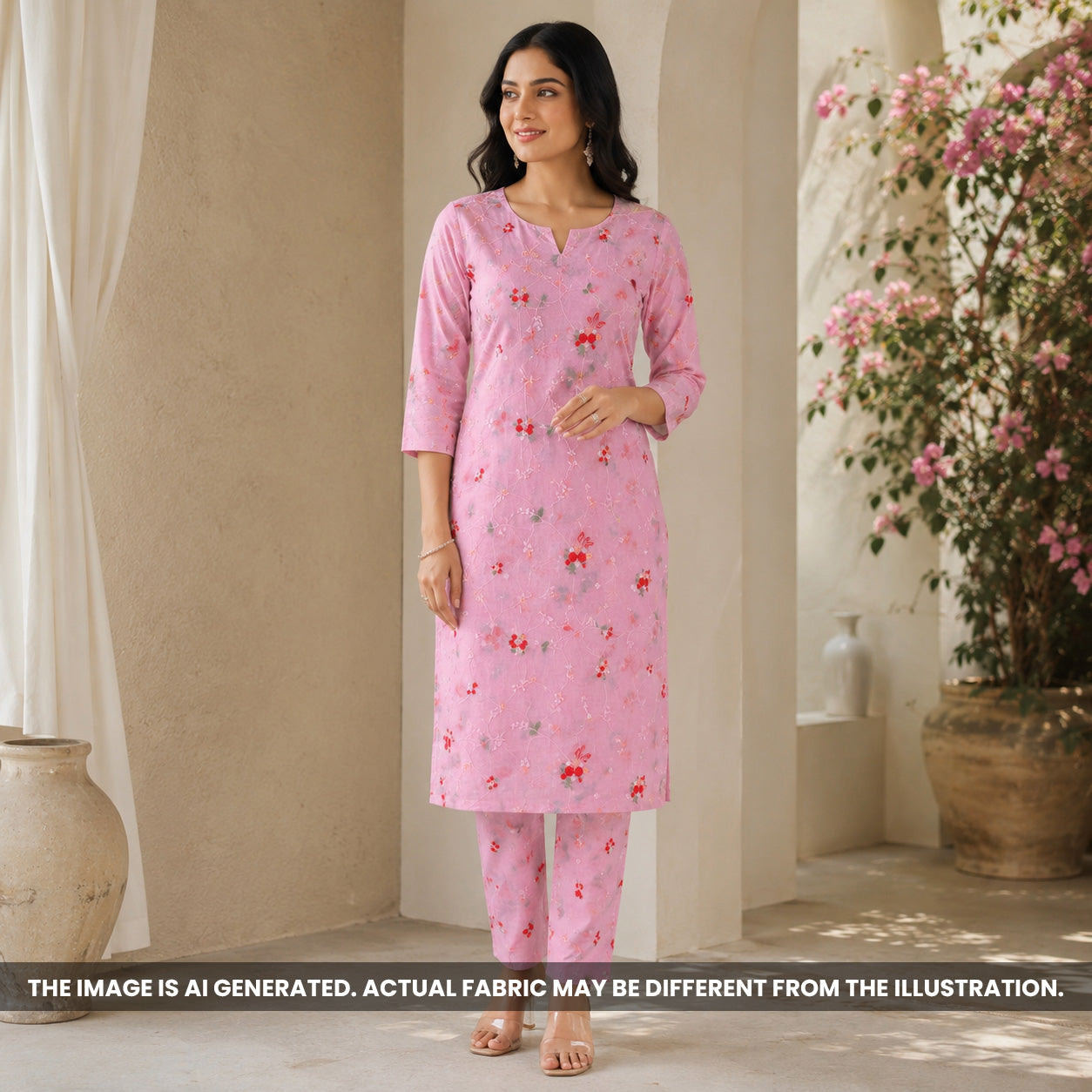 Thread Sequins Embroidered Mul Chanderi Fabric - F6969