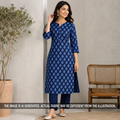 Indigo Print Cambric Cotton Fabric - F7018