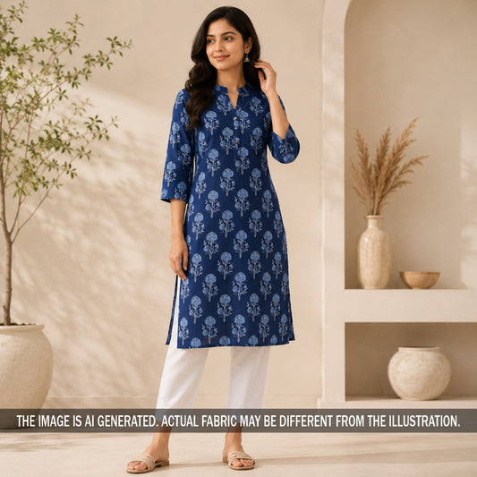 Indigo Print Cambric Cotton Fabric - F7021
