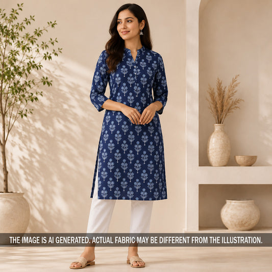 Indigo Print Cambric Cotton Fabric - F7022