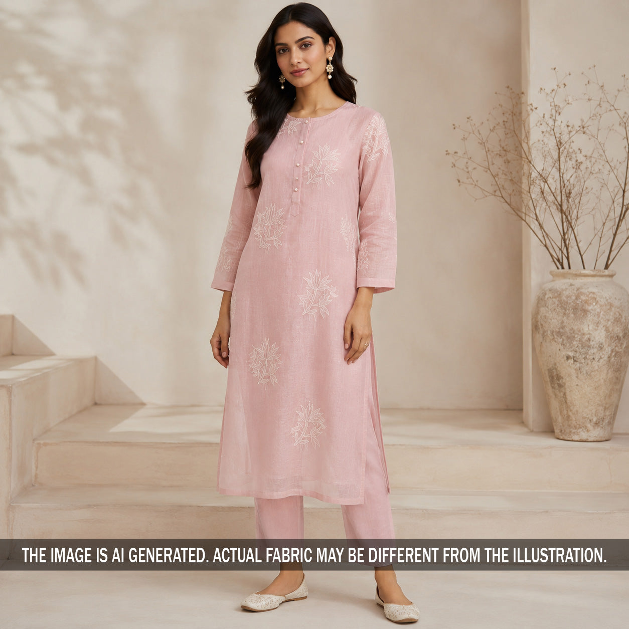 Thread Work Pure Mul Chanderi Fabric - F7032