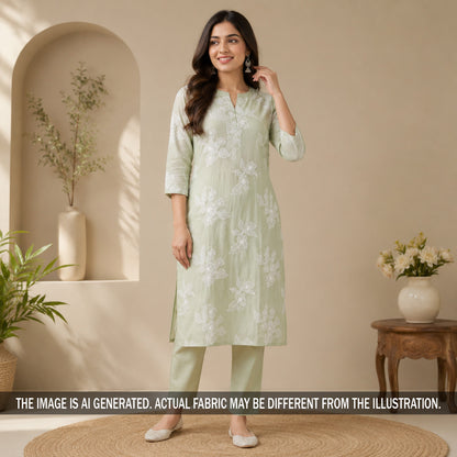 Thread Work Pure Mul Chanderi Fabric - F7028