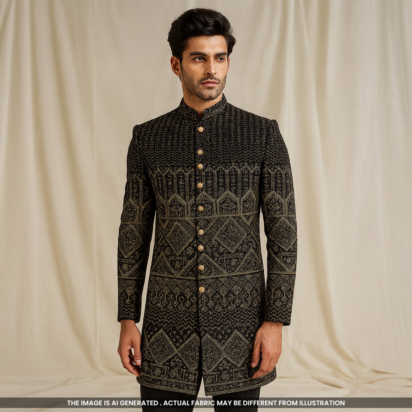 Embroidered Thread Sequins Velvet Fabric - F4488