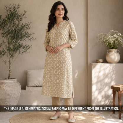 Thread Embroidered Cambric Cotton Fabric - F7056
