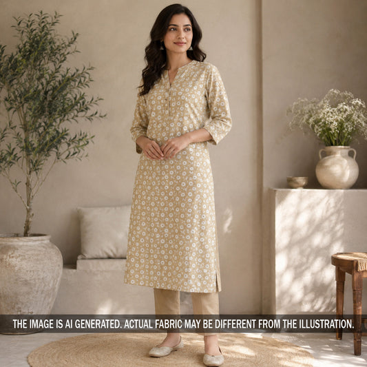 Thread Embroidered Cambric Cotton Fabric - F7056