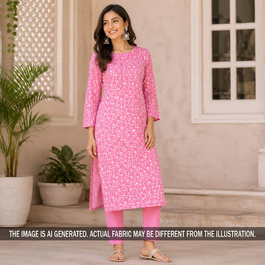 Thread Embroidered Cambric Cotton Fabric - F7055