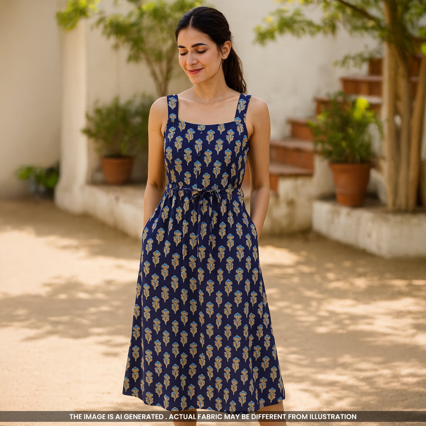 Printed Rayon Cotton Fabric- F4506