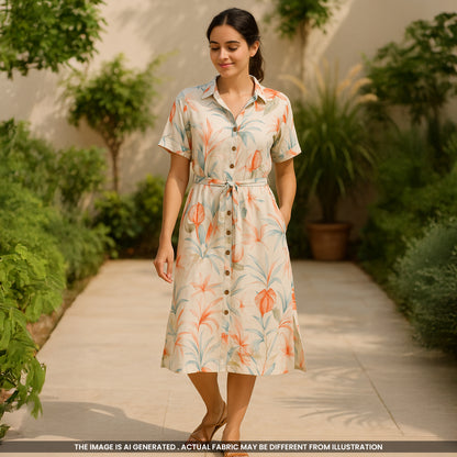 Flower Print Barbari Satin Fabric- F4512