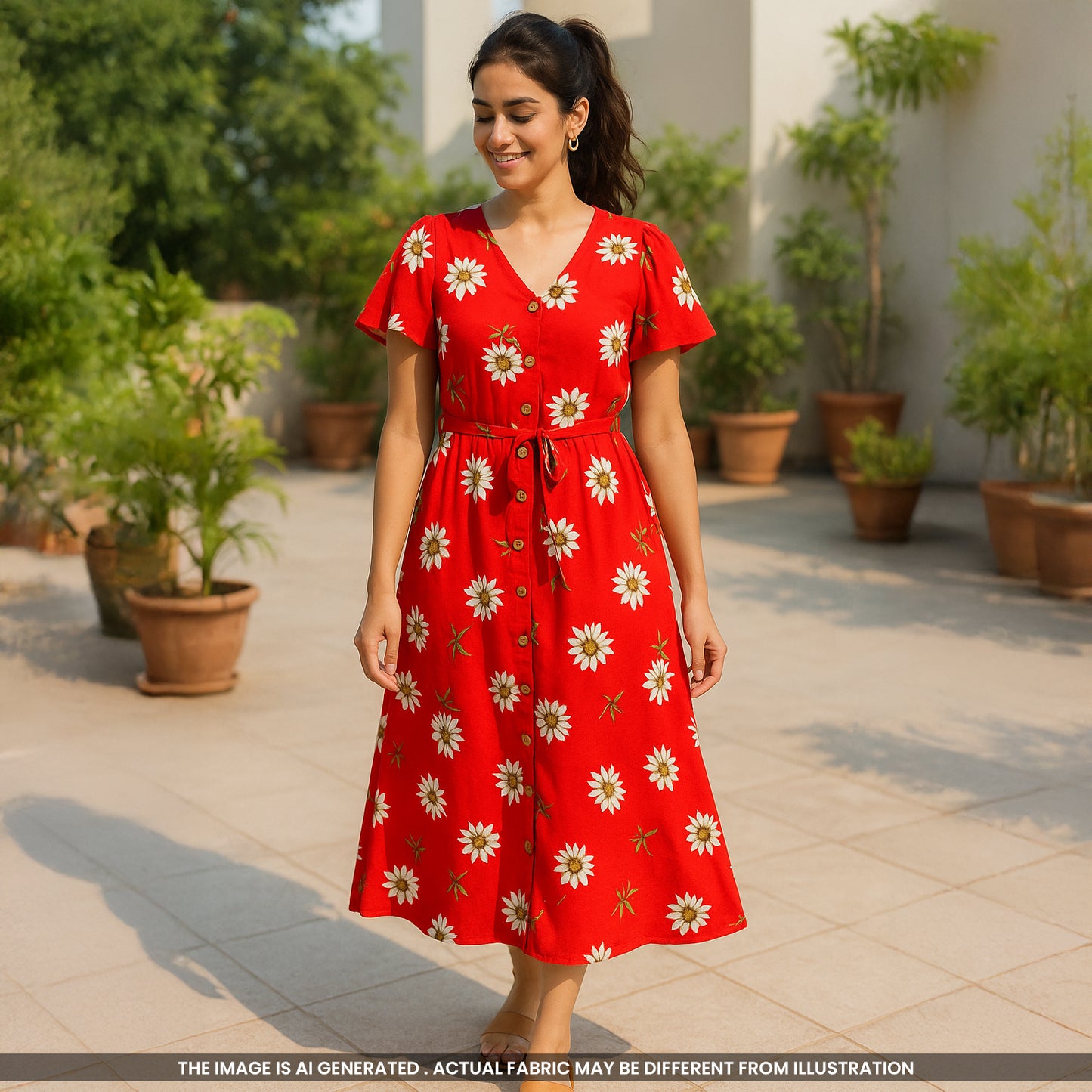 Floral Print Rayon Cotton Fabric- F4528