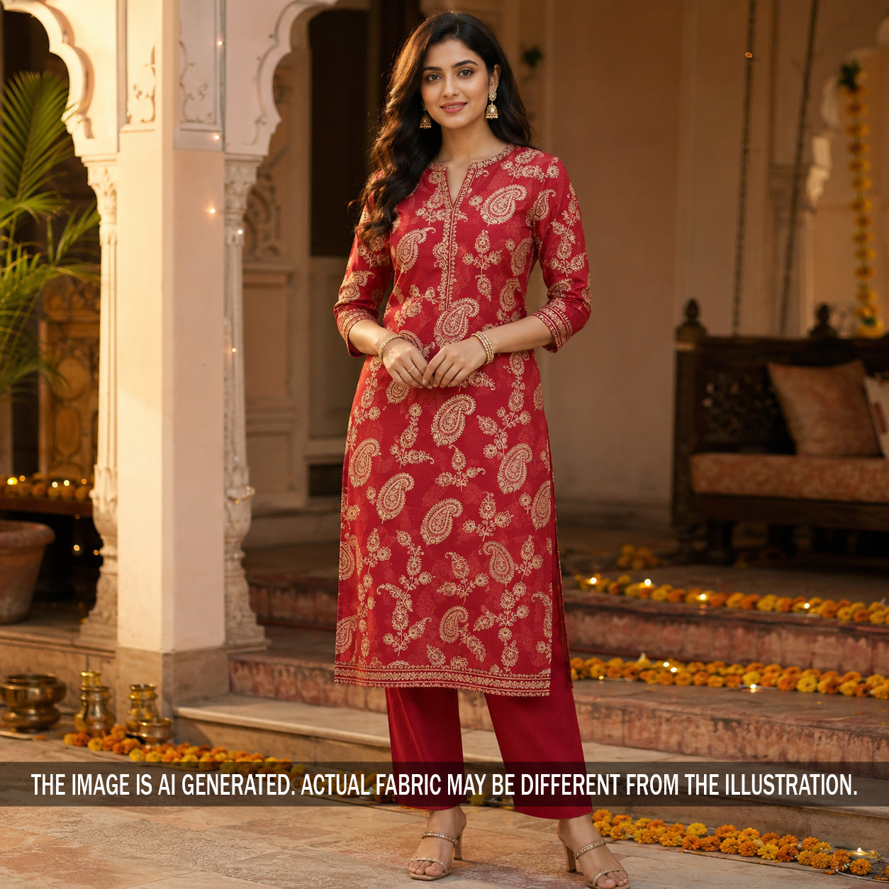 Thread Embroidered 2*2 Rubia Cotton Fabric - F7079