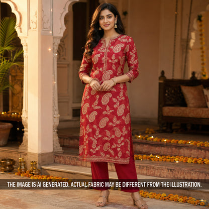 Thread Embroidered 2*2 Rubia Cotton Fabric - F7079
