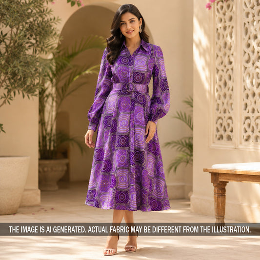 Bandhani Print Zari Sequins Crepe Fabric - F7077