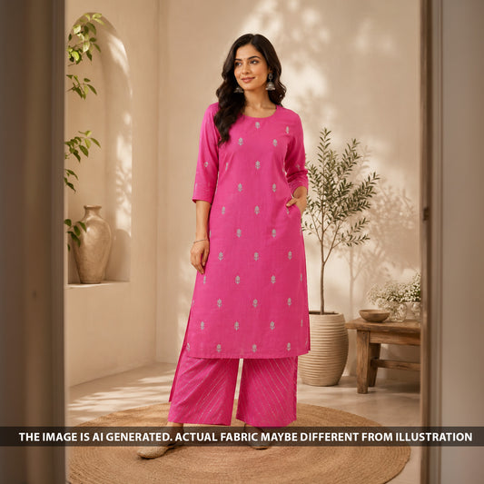 Zari Sequins Work Mul Chanderi Fabric - F6914