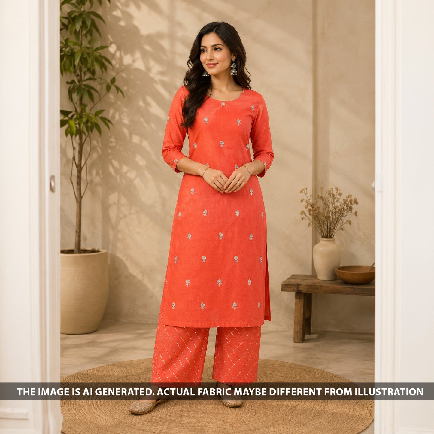 Zari Sequins Work Mul Chanderi Fabric - F6913