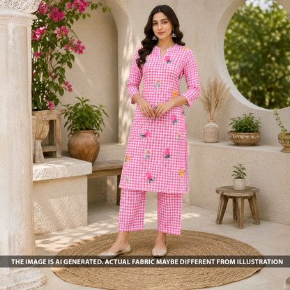 Printed Check Linen Fabric - F6802
