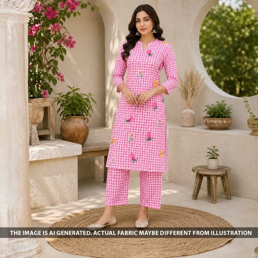 Printed Check Linen Fabric - F6802