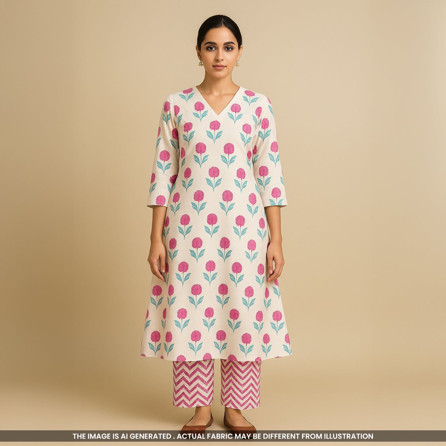 Block  Print Cambric Cotton Fabric- F4109