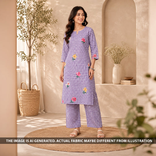 Printed Check Linen Fabric - F6804