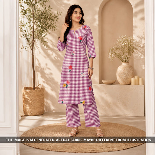 Printed Check Linen Fabric - F7070