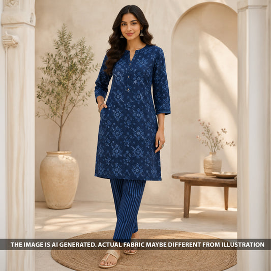 Printed Tussar Chanderi Fabric - F6807