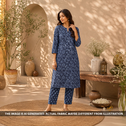 Printed Tussar Chanderi Fabric - F6810