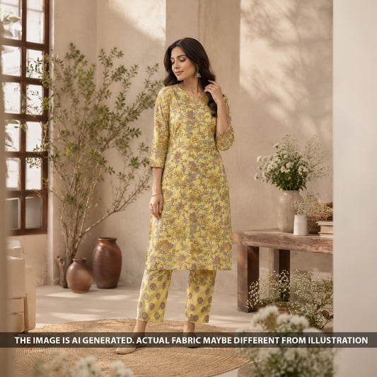Printed Tussar Chanderi Fabric - F6809