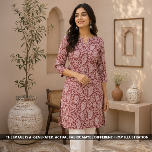 Printed Tussar Chanderi Fabric - F6813