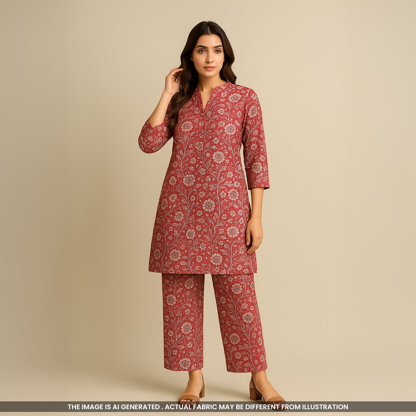 Floral Printed Cambric Cotton Fabric- F4161