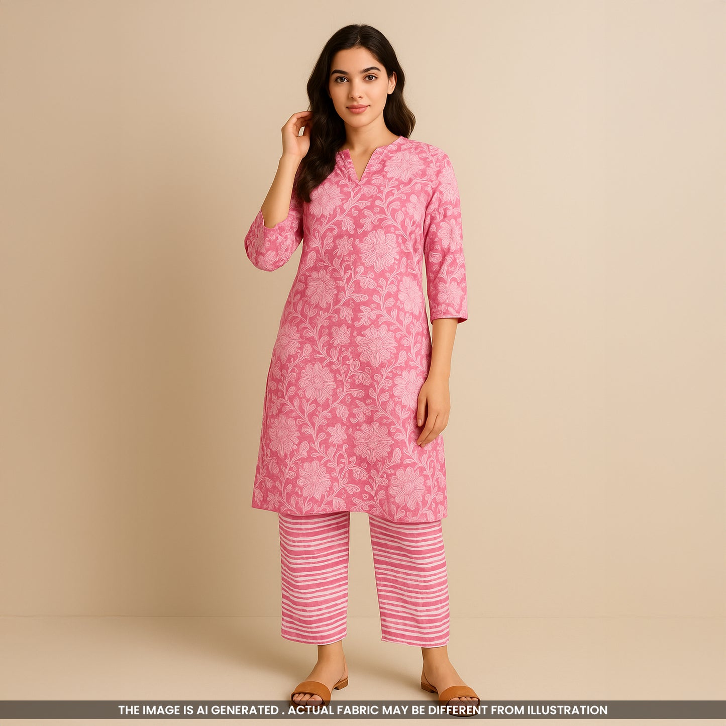 Floral Print Cambric Cotton Fabric- F4166