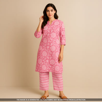 Floral Print Cambric Cotton Fabric- F4166