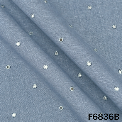 Thread Sequins Work Linen Fabric - F6836