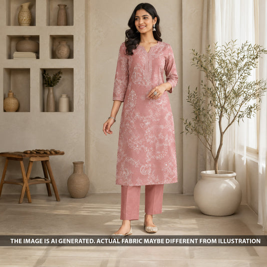 Thread Sequins Embroidered Linen Fabric - F6834