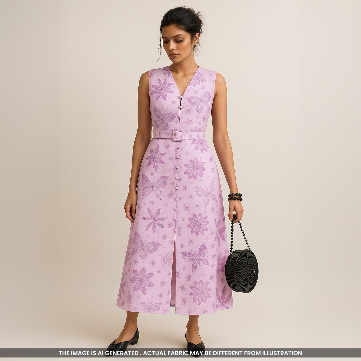 Printed Thread Sequins Embroidered Mul Chanderi Fabric- F4175