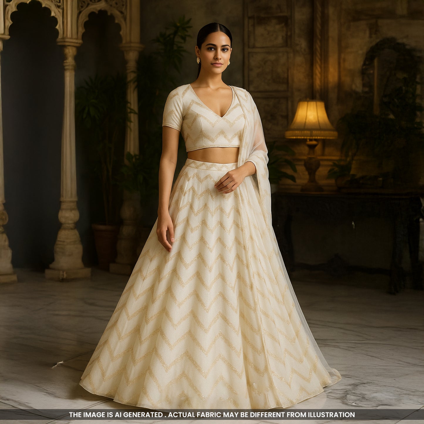 Dyeable Zari Sequins Embroidered Chinon Chiffon Fabric- F4191