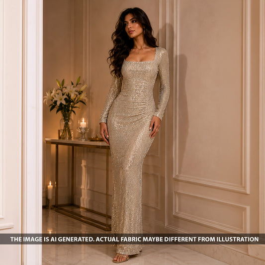Sequins Lycra Net Fabric - F6699
