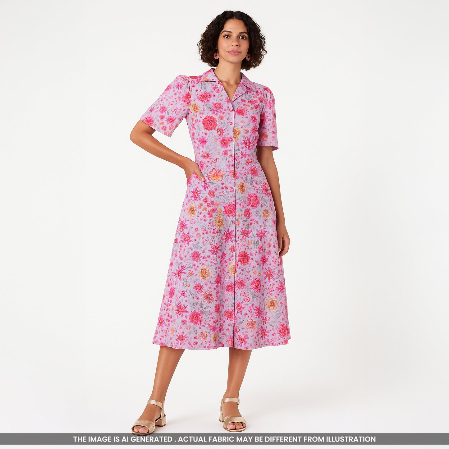 Floral Printed Viscose Crepe Fabric- F4232