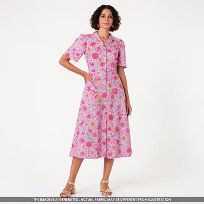 Floral Printed Viscose Crepe Fabric- F4232