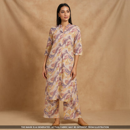 Digital Print Pure Muslin Fabric- F4283