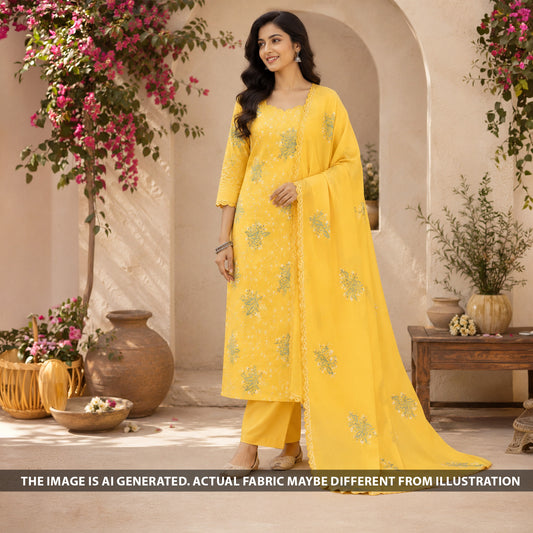 Thread Embroidered Cotton Fabric - F6710
