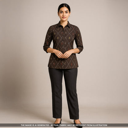 Ikkat Handloom Cotton Fabric- F4305