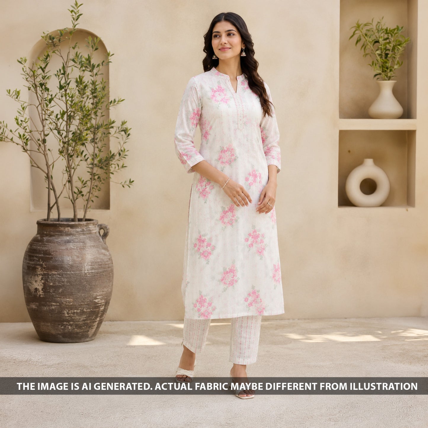 Thread Sequins Embroidered Mul Chanderi Fabric - F6723