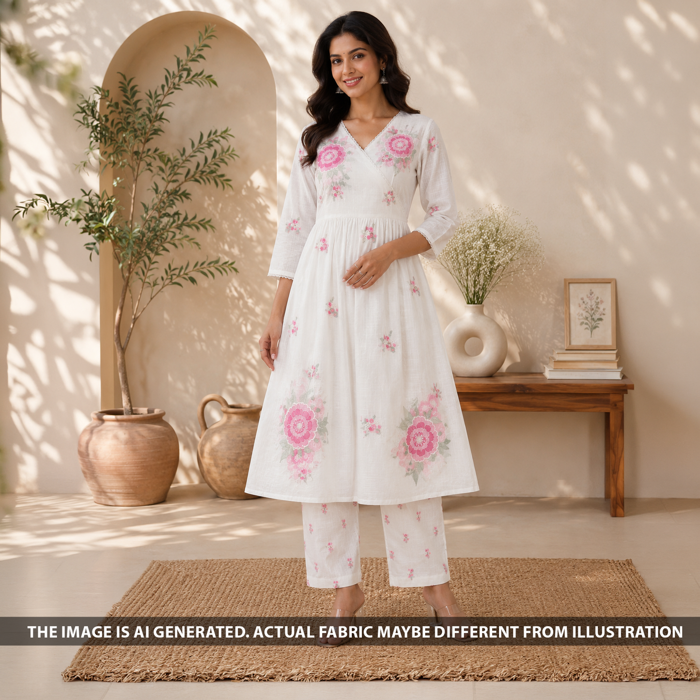 Thread Sequins Embroidered Mul Chanderi Fabric - F6729