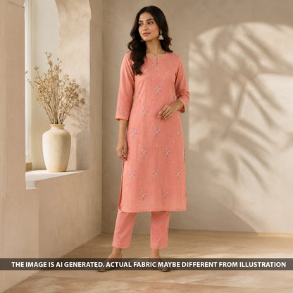 Thread Embroidered Mul Chanderi Fabric - F6744